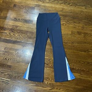 Wilo Navy Flared Active Leggings with Blue and White Accent